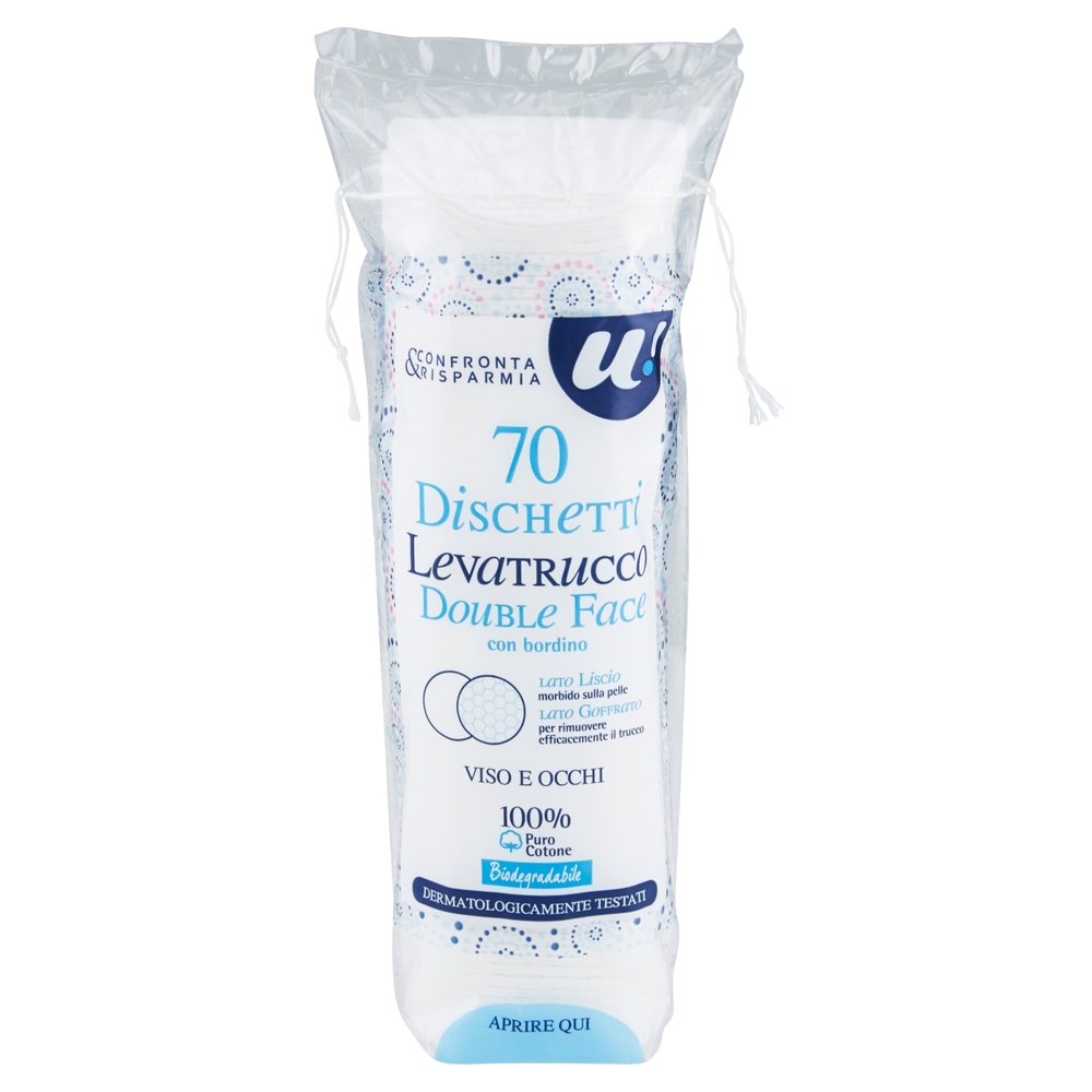 70 DISCHETTI LEVATRUCCO DOUBLE FACE VISO E OCCHI 100% PURO COTONE U! Confronta & Risparmia